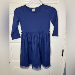Hanna Andersson Long Sleeve Navy Blue Dress with Tulle Skirt, size 8
